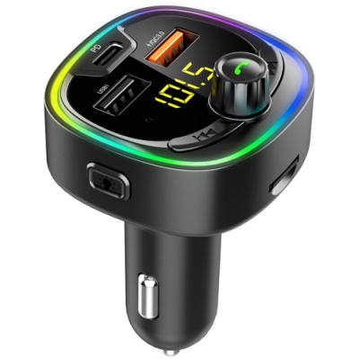 FM Модулятор SkyDolphin SZ21 Aluminium/Bluetooth/TF Card/LED/2USB/3.1A/18W (Чорний)
