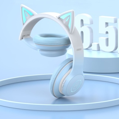 бездротові навушники накладні xo be38 cat (блакитний) 