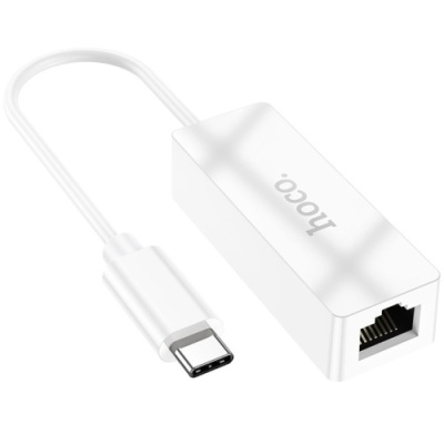перехідник hoco ua22 type c to ethernet adapter (100 mbps) (бiлий) 