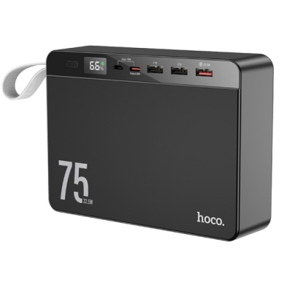 додаткова батарея power bank hoco j94 overlord pd20w+qc3.0 22.5w fully compatible pd20w/qc/lcd 75000 mah (чорний) 