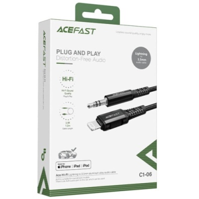 перехідник audio acefast c1-06 lightning - jack 3.5 (чорний) 