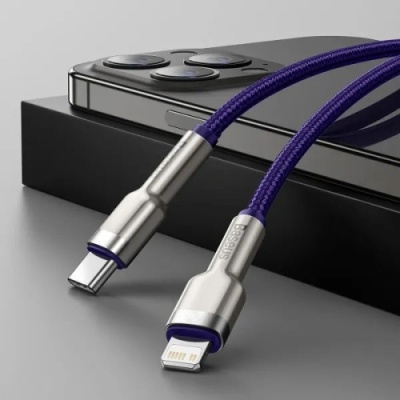 кабель baseus cafule metal (pd) type-c - lightning pd20w/2m (catljk-b05) (purple) 