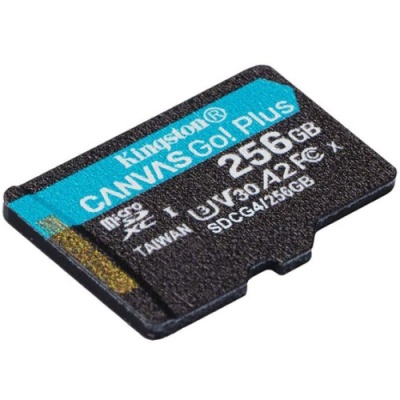 карта пам'яті microsdxc (uhs-1 u3) kingston canvas go! plus 256gb class 10 a2 v30 (r200mb/s, w-160mb/s) 