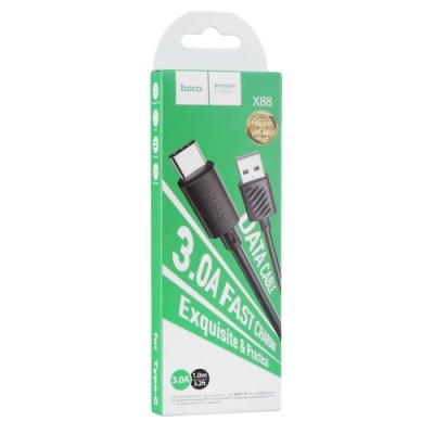 кабель hoco x88 gratifield usb - type-c 3a/1m (чорний) 