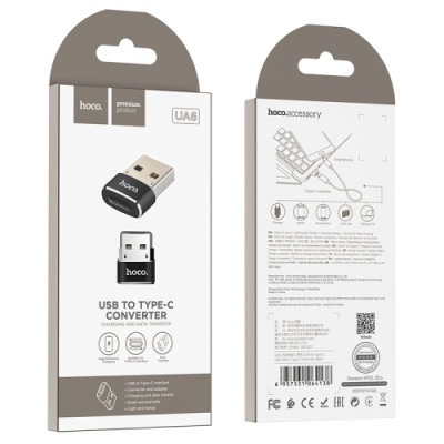 перехідник hoco ua6 otg usb male - type-c female (чорний) 