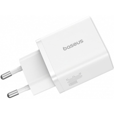 мережевий зарядний пристрій baseus cube fast charger (p10111404213-00) 1usb/18w/qc3.0 + 1type-c/30w/pd (білий) 