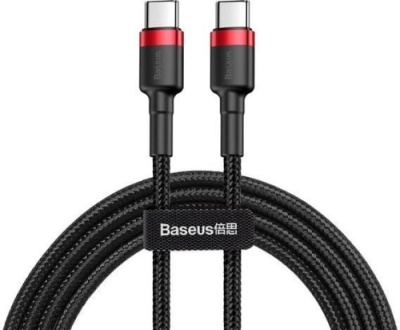 кабель baseus cafule type-c - type-c 60w/1m (catklf-g91) (black-red) 