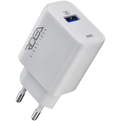 мережевий зарядний пристрій ridea rw-18120 rapid 1usb qc 18w (бiлий) 