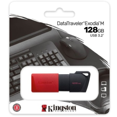usb флеш-накопичувач kingston dt exodia m 128gb 3.2 (чорно-червоний) 
