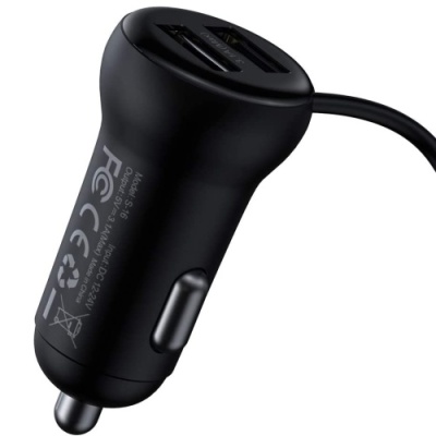 FM Модулятор Baseus (CCTM-E01) T Typed S-16 2USB (Чорний)