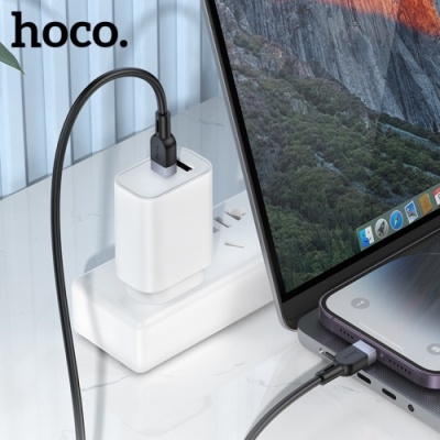 кабель hoco x109 silicone (pd) type-c - lightning 27w/1m (чорний) 