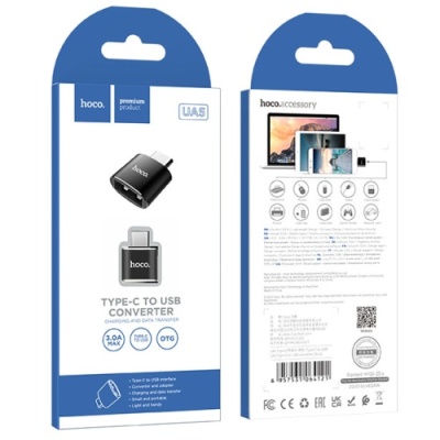 перехідник hoco ua5 type-c - usb (чорний) 