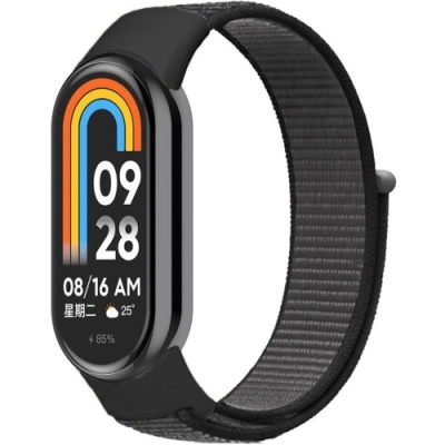 ремінець для xiaomi mi band 8/9/10 nylon (сіро-чорний) 