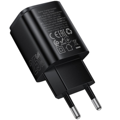 мережевий зарядний пристрій borofone bas84a pd25w (1type-c) (чорний) 