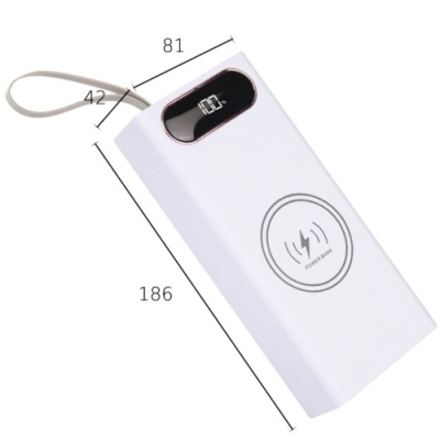 корпус multi-powerbank l16, під елементи 18650 до 16 шт, 22.5+15w, з бездротовою зарядкою та ліхтарем, білий 