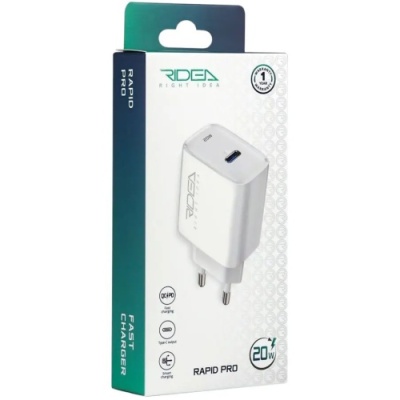 мережевий зарядний пристрій ridea rw-20120 rapid pro 1usb-c qc/pd 20w (бiлий) 