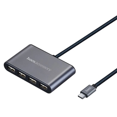 usb hub hoco hb3 type-c (сірий) 