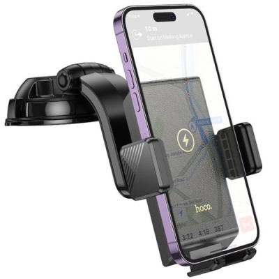 Автотримач Hoco HW22 з безпровідним зарядним пристроєм (Чорний)
