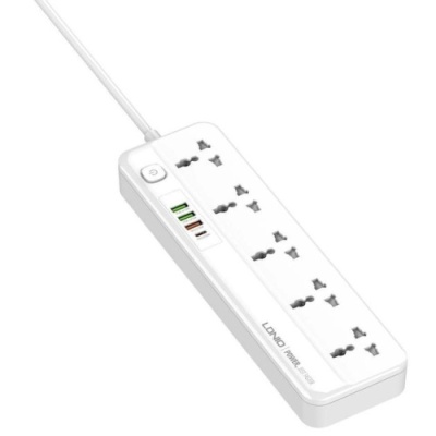 мережевий подовжувач ldnio sc5415 5 universal ports /1 pd/1 qc/2 auto id 2m (білий) 