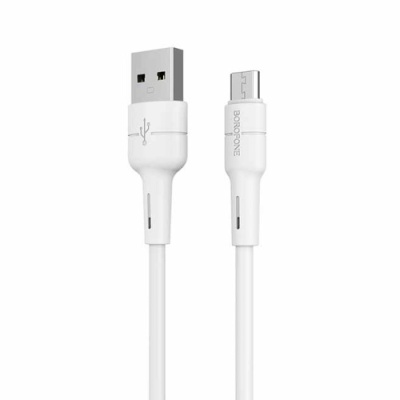 кабель borofone bx30 silicone usb - microusb 2.4a/1m (білий) 