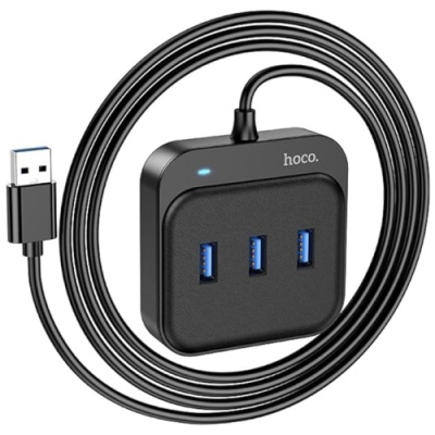 usb hub hoco hb31 easy 4-in-1 converter (usb to usb3.0*4) 1,2m. black 