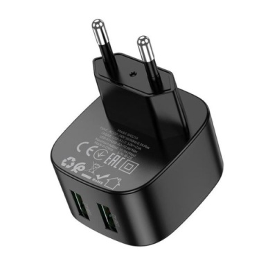 мережевий зарядний пристрій borofone bas21a special 2usb/10.5w/2a (чорний) 