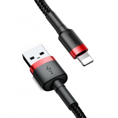 кабель baseus cafule usb - lightning 1.5a/2m (calklf-c19) (black-red) 