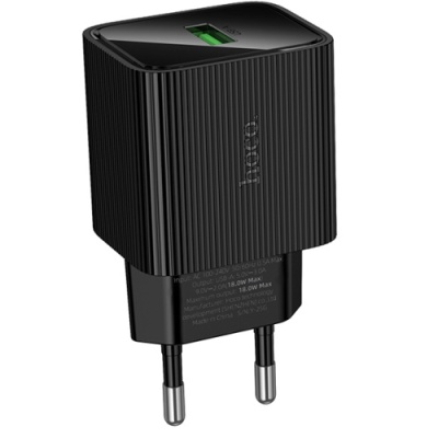 мережевий зарядний пристрій hoco cs81a 1usb/18w/qc3.0 (чорний) 