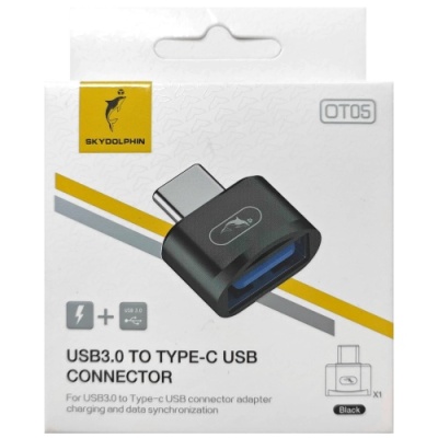 перехідник skydolphin ot05 otg type-c - usb 60mb/s (чорний) 