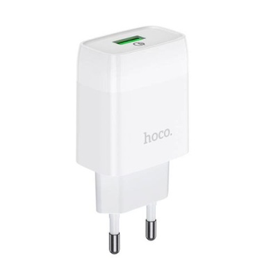 мережевий зарядний пристрій hoco c72q 1usb/18w/qc3.0 (білий) 