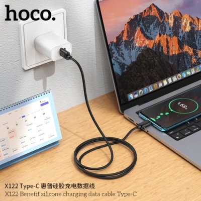 кабель hoco x122 silicone usb - type-c 3.0a/1m (чорний) 