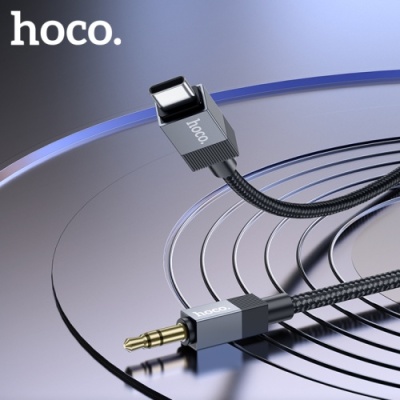 перехідник hoco upa32b type-c - jack 3.5 plug (1m) (чорний) 
