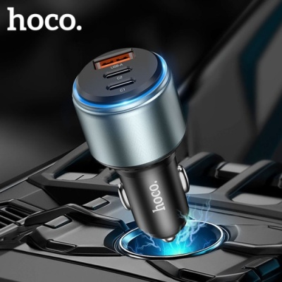 Автомобільний Зарядний Пристрій Hoco NZ9 PD65W+30W+QC3.0 (2Type-C/1USB) (чорний)