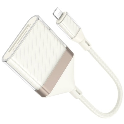 перехідник hoco ua40 2in1 lightning - sd/tf card reader (білий apricot) 