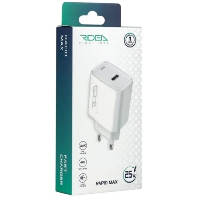 мережевий зарядний пристрій ridea rw-25120 rapid max 1usb-c qc/pd 25w (бiлий) 