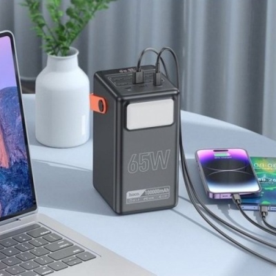 додаткова батарея power bank hoco db03 max centurion pd65w+qc3.0 22.5w 100000 mah (чорний) 