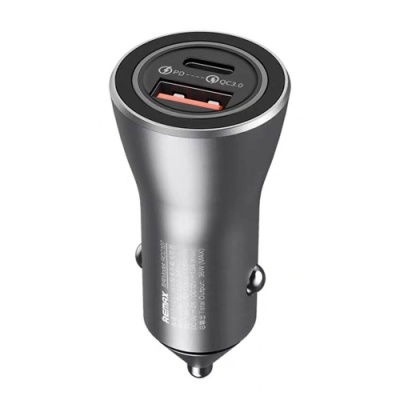 Автомобільний Зарядний Пристрій Remax RCC107 36W 1USB/QC3.0 + 1Type-C/PD (Сталевий)