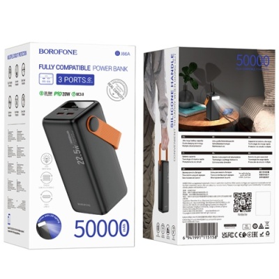 додаткова батарея power bank borofone bj66a magnifico 22.5w+pd20 50000 mah (чорний) 