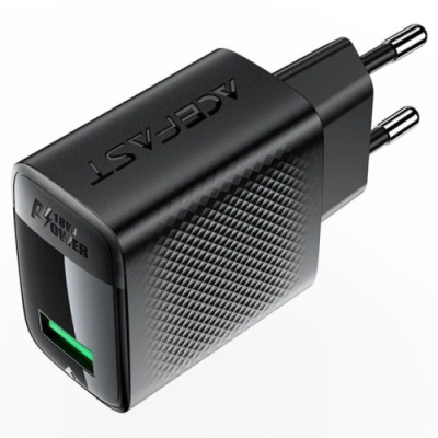 мережевий зарядний пристрій acefast a90 qc 3.0 (1usb/3a/18w) (чорний) 