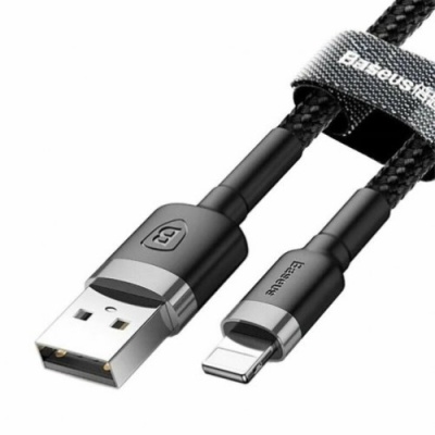 кабель baseus cafule usb - lightning 2.4a/1m (calklf-bg1) (black-grey) 