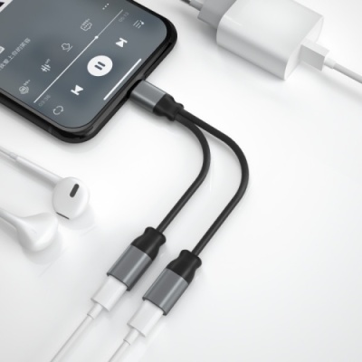 перехідник xo nbr160a audio adaptor lightning to double lightning (чорний) 