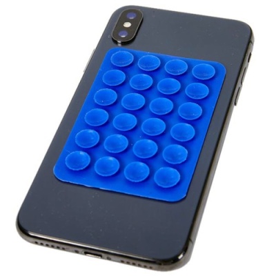 Купить силіконова тримач-присоска для телефону (на 3m скотч) синій онлайн