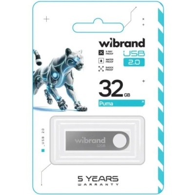 usb флеш-накопичувач wibrand 32gb puma (срібло) 