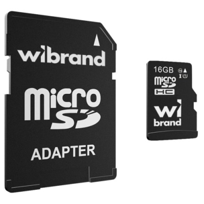 карта пам'яті wibrand microsdhc 16gb uhs-1 10 class + adapter (чорний) 