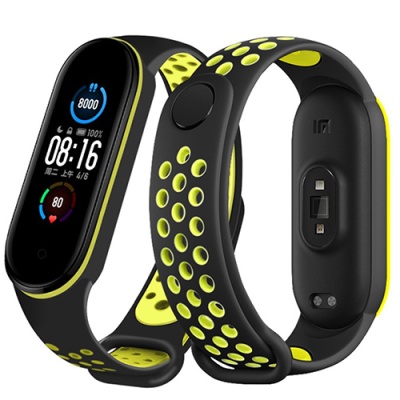 ремінець для xiaomi mi band 5/6/7 (sport) black/green 