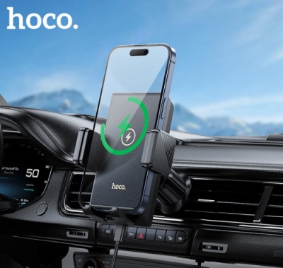 Автотримач Hoco HW21 з безпровідним зарядним пристроєм (Чорний)