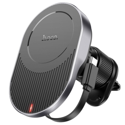 Автотримач Hoco HW12 з безпровідним зарядним пристроєм (Чорно-сірий)