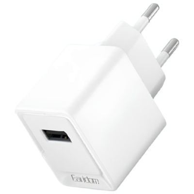 мережевий зарядний пристрій earldom es-eu43 1usb/2.4a/12w (білий) 