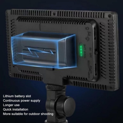 прямокутне студійне світло led-416 (8"/1 акб 2200mah) (чорний) 