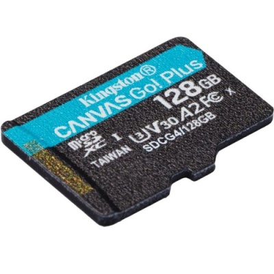 карта пам'яті microsdxc (uhs-1 u3) kingston canvas go! plus 128gb class 10 a2 v30 (r200mb/s) 
